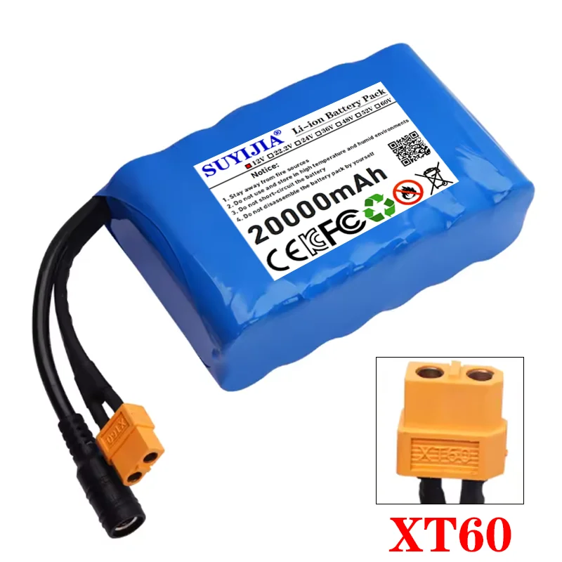 جديد 12 فولت 20ah 40A BMS Orline بطارية 18650 20000 مللي أمبير بطارية ليثيوم أيون عالية السعة XT60 Dc5521 400 واط مصباح دراجة نارية عالي الطاقة