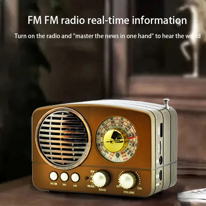 

Portable Retro Radio Bluetooth HIFI Multifunctional Speaker Stereo Headset FM Real-timeTF Card MP3 Multimedia Classical Receiver