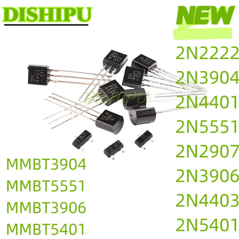 

Triodes 50PCS 2N2222,2N3904,2N4401 2N5551 2N2907 2N3906 2N4403 2N5401 MMBT3904 mbt5551 mbt3906 mbt5401 directly connects to-92 DIP SMD