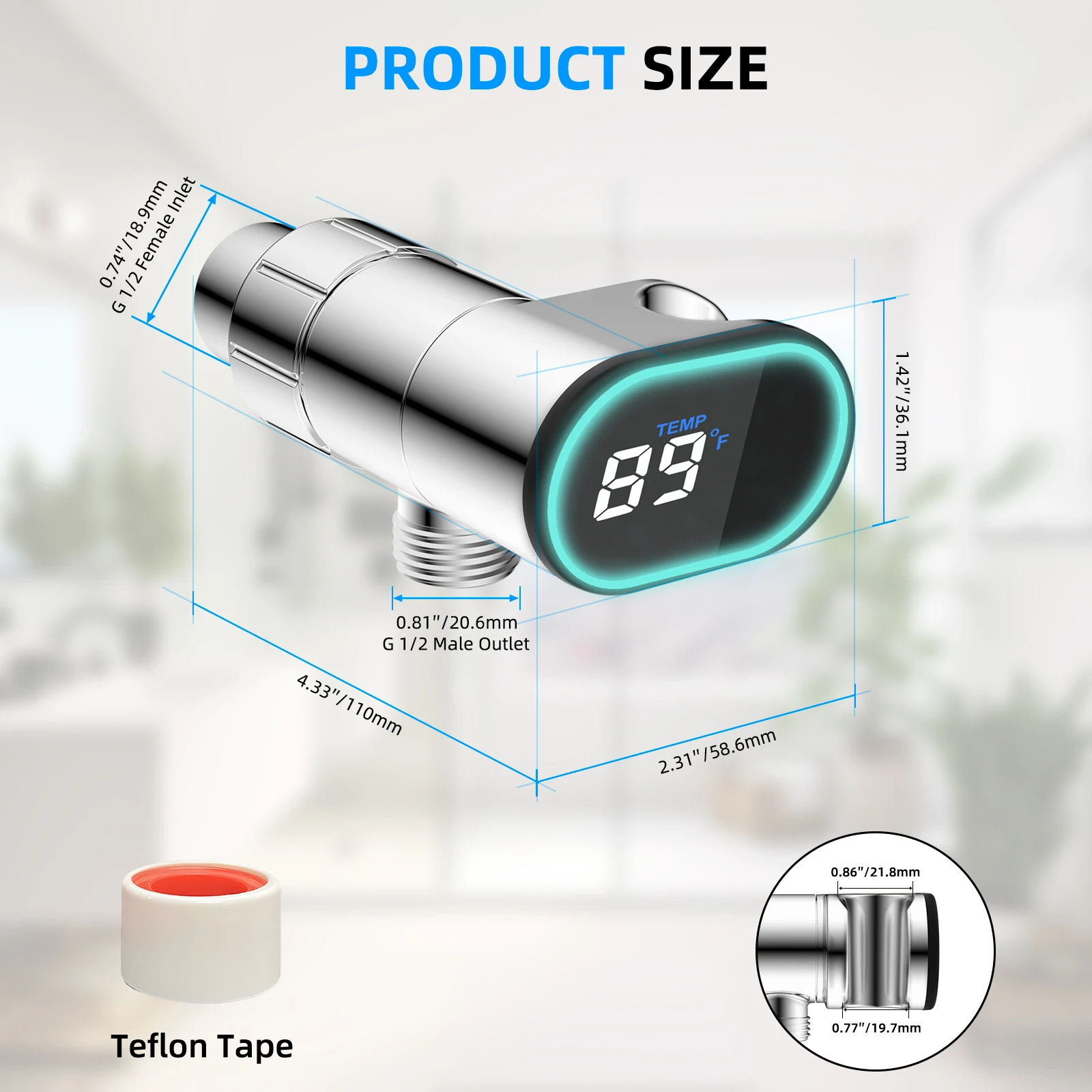 Upgraded Metal Shower Head Holder with LED Display Shower Thermometer for Handheld Shower Head Universal Shower Head Bracket