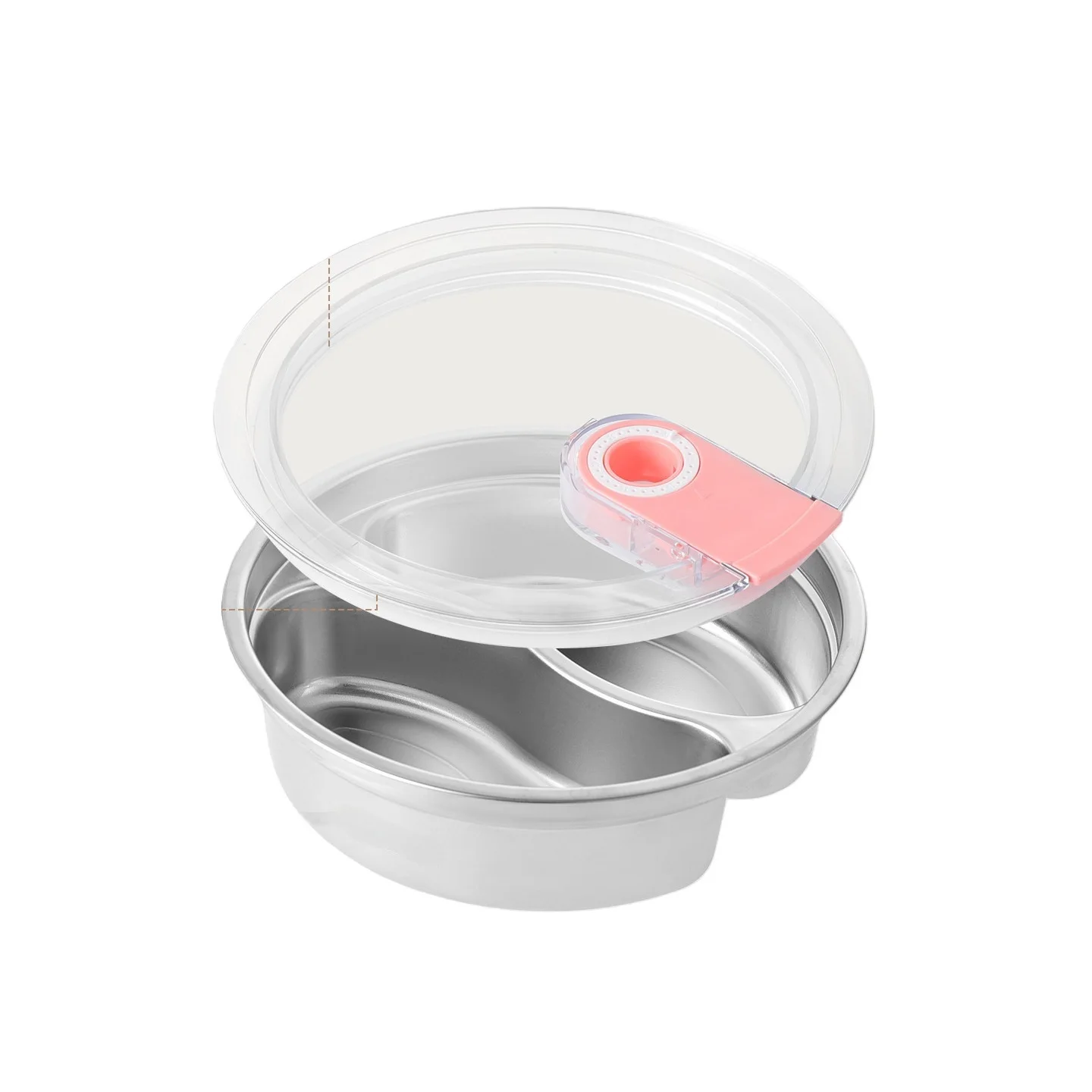 1 Pcs 304 Stainless Steel Round Divided Lunch Box With Lid Microwave For Household Home Kitchen Accessories