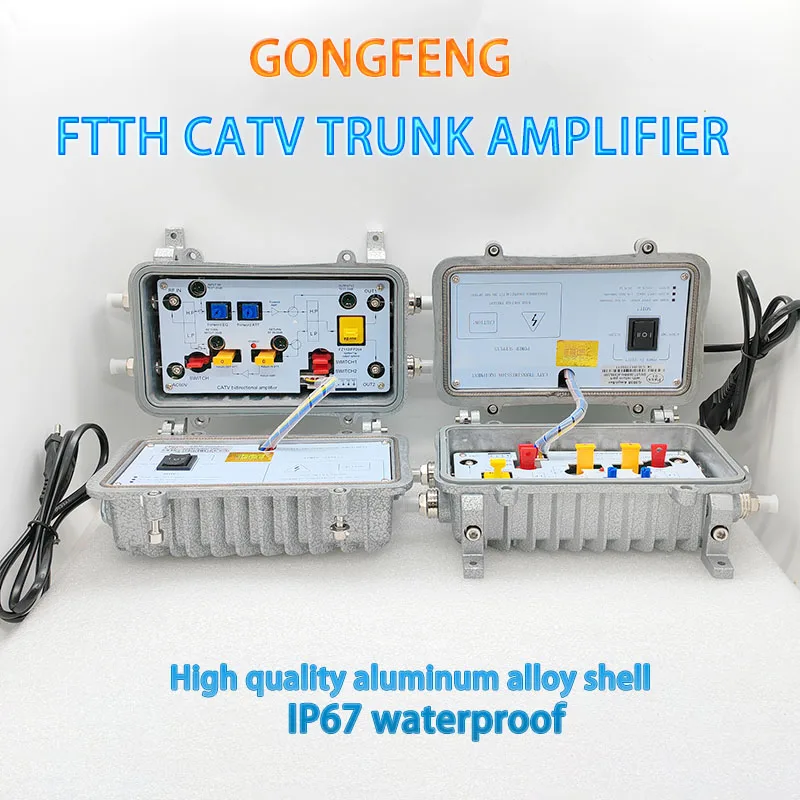 Amplificador profissional ftth catv bidirecional 30db, amplificador rf de alto ganho, 60v/220v ip67, à prova d'água, preço de fábrica, atacado