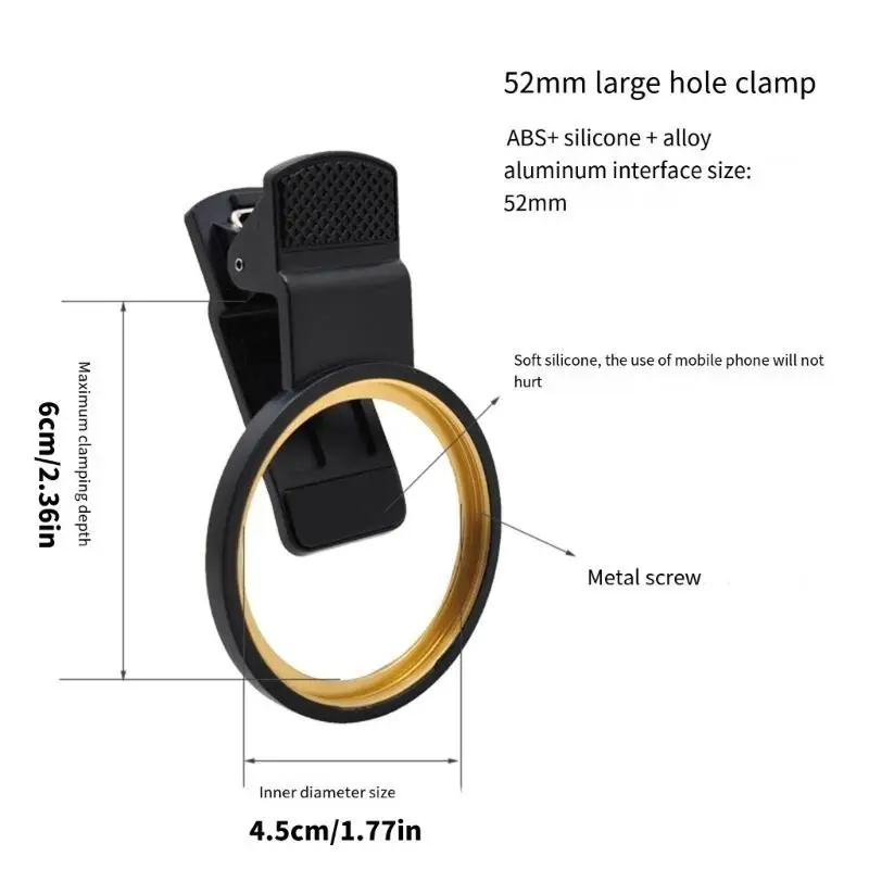 R53C 52mm Telefoon Camera Lens Clip Professionele Mount Clips Filter Ring Mount Clips Aluminium Draad Clip voor UV ND Lens