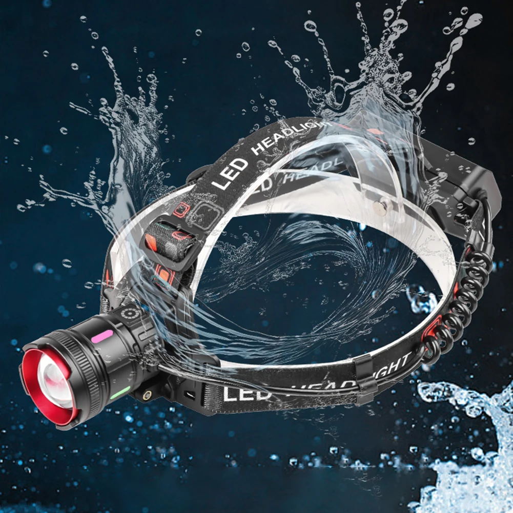 

30W LED+COB Outdoor Head Lamp USB Rechargeable Strong Light Headlight Power Display Powerful Headlight Torch for Hiking Fishing