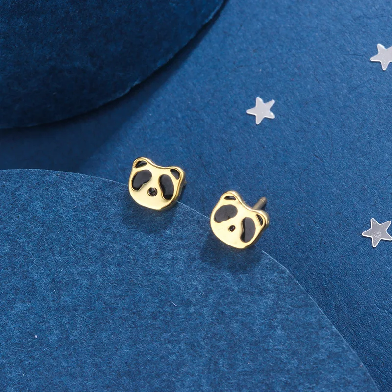 Cute Panda Earrings Stud For Girls Bear Bow Anime Cartoon Earring Crystals 2023 New Lovely Gifts Fashion Jewelry Wholesale