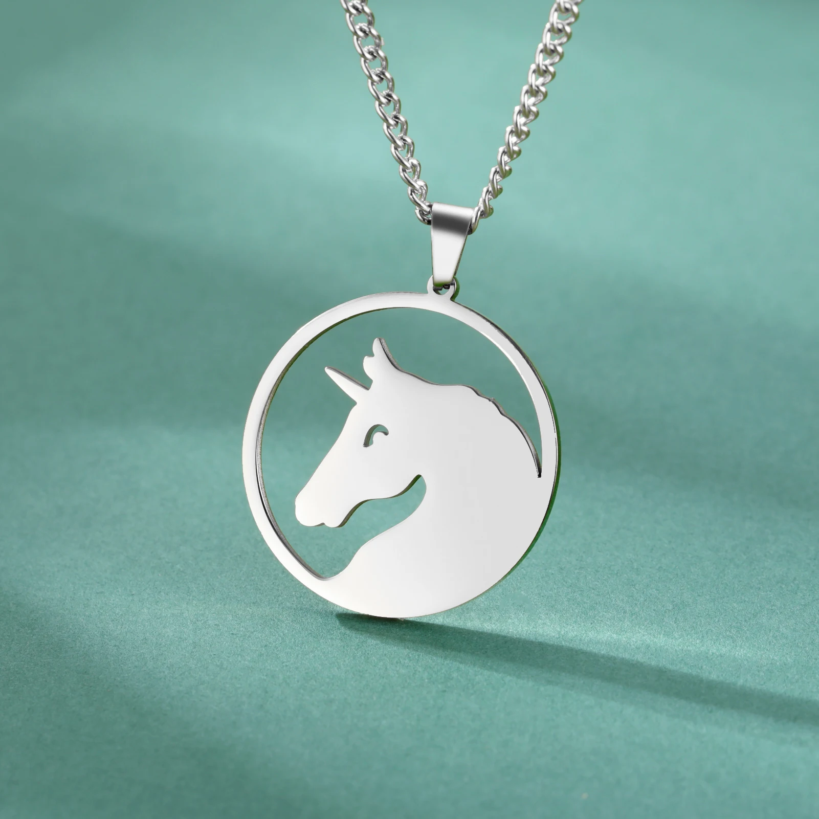 Skyrim Elf Unicorn Horse Necklace Stainless Steel Neckchain Necklace Women's Fashion Cute Jewelry Party Gift