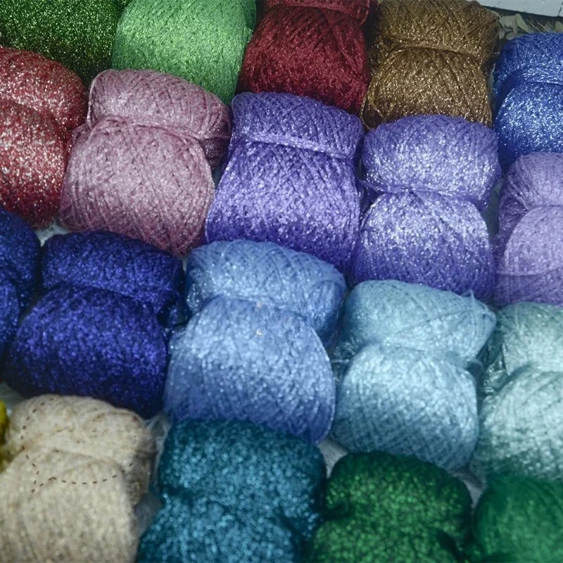 50g Pure Silk Hollow Yarn Flash Line Gold Wool Phantom Yarn Violence Bear Net Red Hook Wrap Laser Flash Hollow Wire