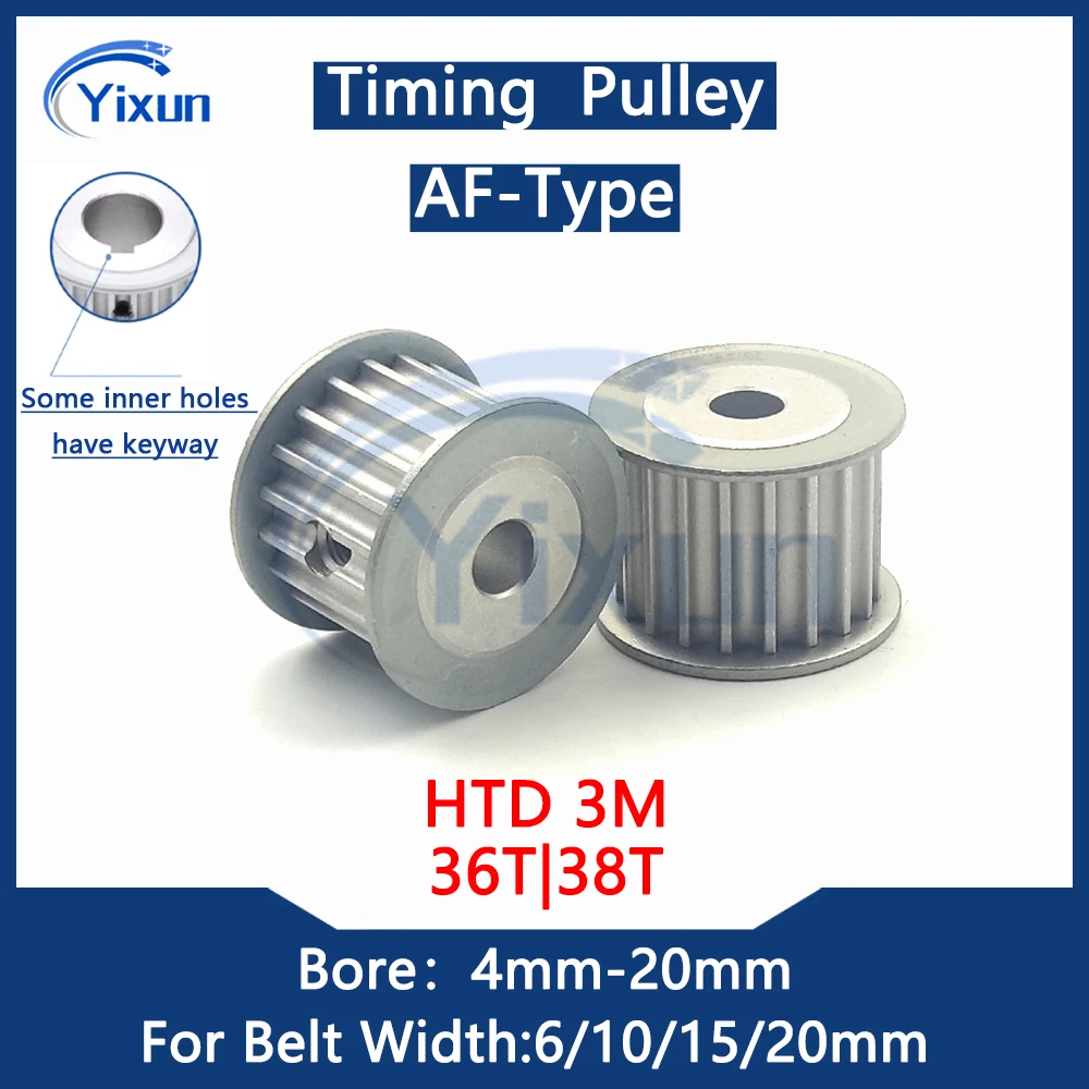 

HTD 3M Timing Pulley 36T 38 Teeth Bore 4mm-20mm For Belt Width 6/10/15/20mm 3M Carving Machine Synchronous Pulley Keyway 36Teeth