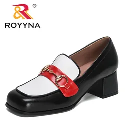 ROYYNA 2023 New Designers Chunky Loafers Women Spring Super High Heel Shoes Pumps Ladies Thick Heel Office Shoes Feminimo Comfy