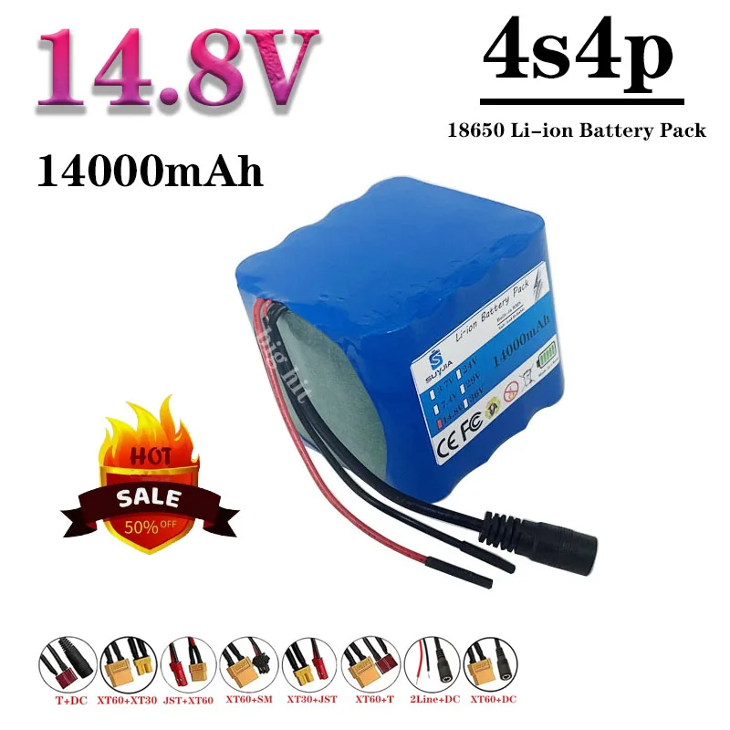 

Литиевый аккумуляторный блок 4S4P 14.8V 14Ah 18650, со встроенной BMS на 10А, подходит для ночных рыболовных фонарей, колонок и радиоприемников.