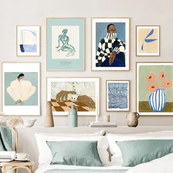 Pajamas Girl Nude Line Curve Geometry Flower Modern Posters And Prints Wall Art Canvas Painting Decor Pictures For Living Room
