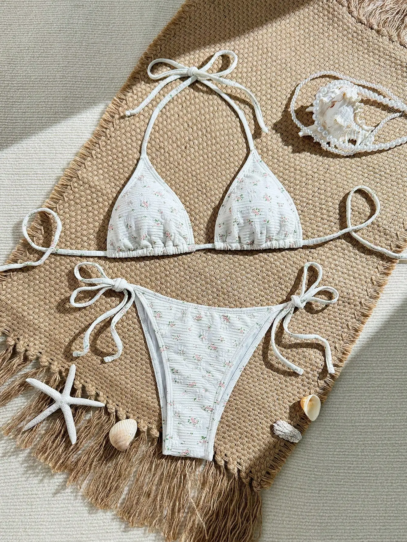 

Комплект бикини с цветочным принтом Ditsy для женщин, пляжный купальник для отпуска