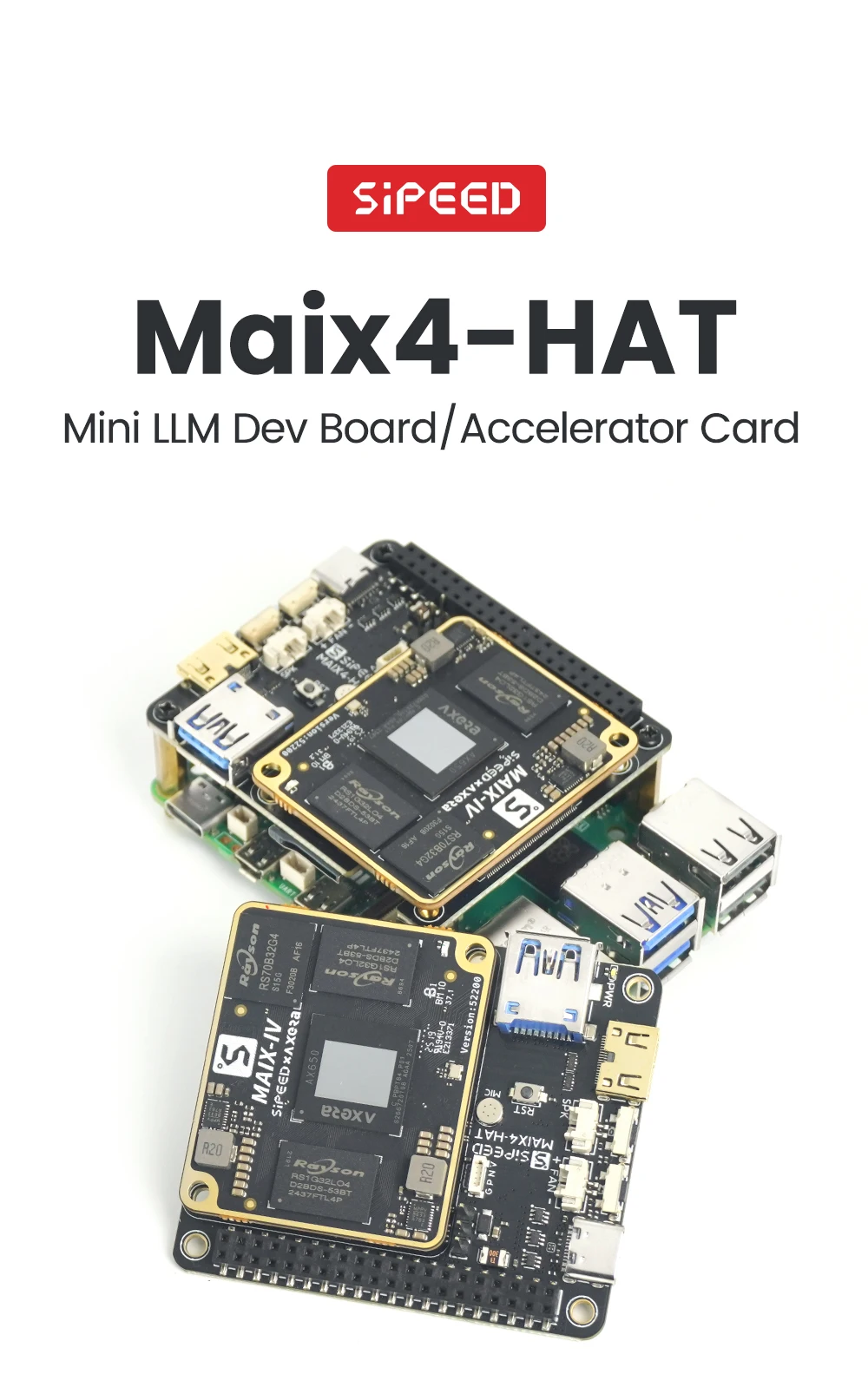 ДСП Sipeed Maix4-hat Rpi5 Ai Hat Beat Hailo8 18t Ax650 Multimodal Llm Deepseek Compact Llm Module Dual Mode Compact Llm