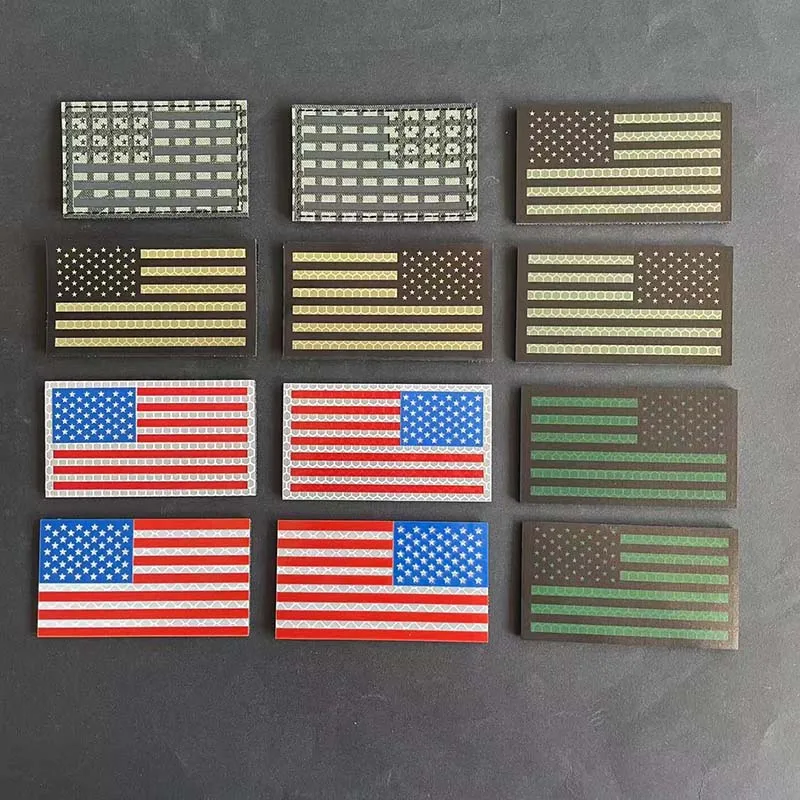 Amerikanische Flagge, USA-Emblem, Kleidungsapplikation, IR-reflektierender Aufnäher, Klettverschluss, militärische taktische Streifen, Abzeichen für Helm, Rucksack. – Detail 5