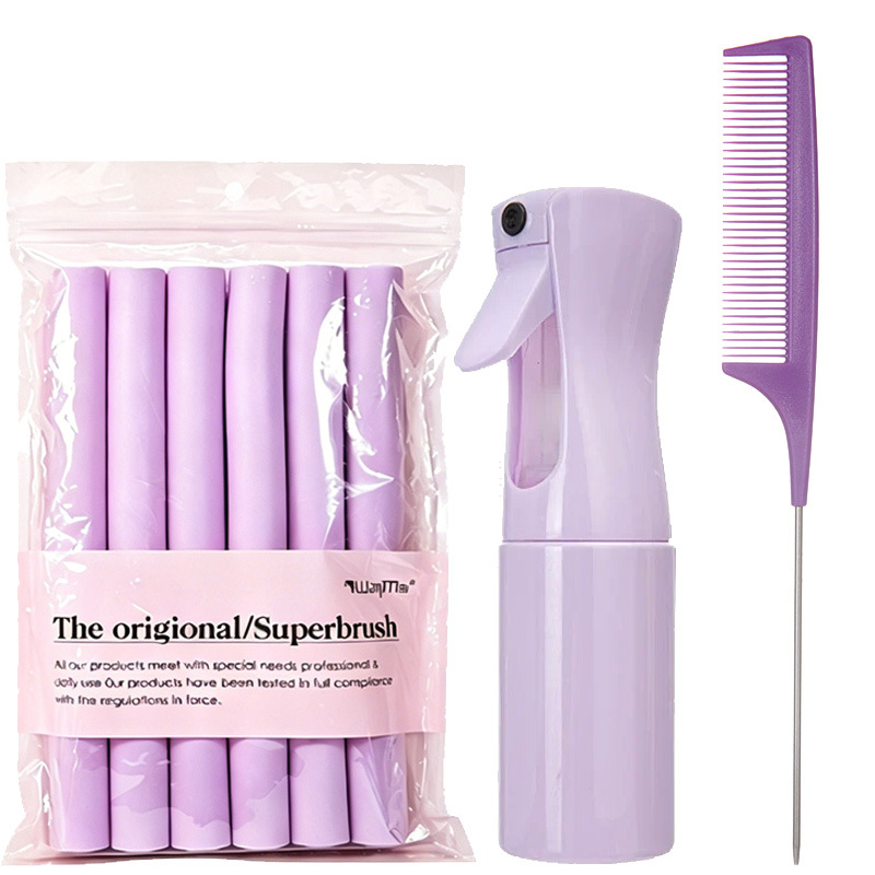  Oversize No Heatless Rods Curlers Set Flexible Curling Twist Rods Continuous Spray Bottle Pin Tail Comb Heatless DIY Hair Roller 
