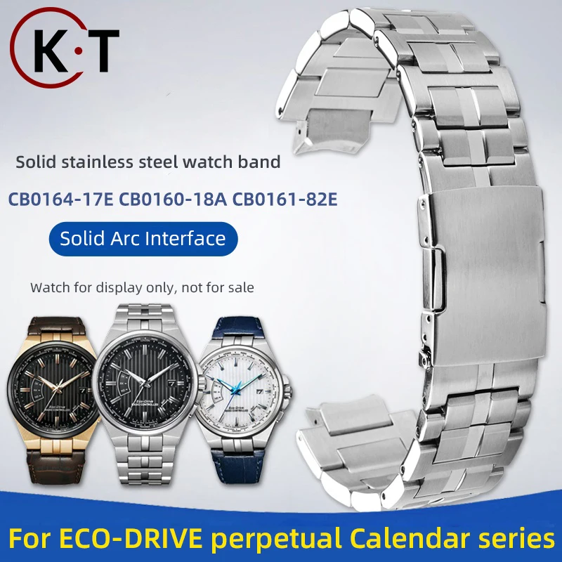 Curved end Metal Bracelet for ECO-DRIVE Perpetual Calendar series steel band CB0161 CB0164 CB0160 stainless steel watch strap