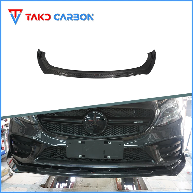 AMG C43 Dry Carbon Fiber Front Bumper Lip For Mercedes BENZ AMG C-Class W205 C43 Coupe 2019-2023