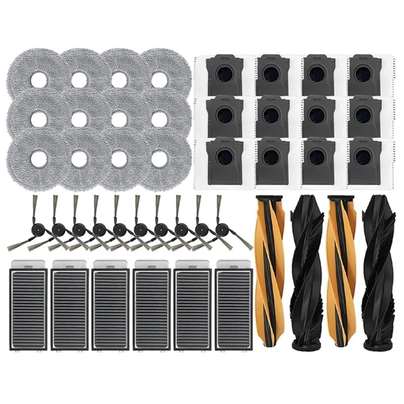 LITE-Replacement Accessories 44Pcs Brush Filter Mop Cloths Dust Bag For Dreame L40s Ultra/L40s Pro Ultra Vacuum Cleaner