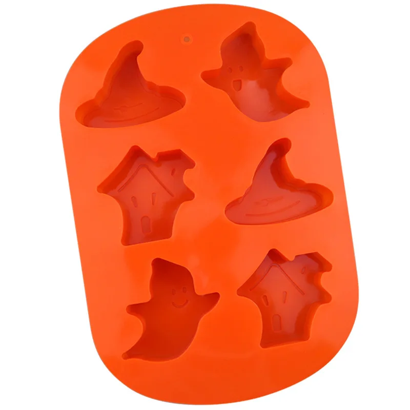 6 قطع من قبعة شبح ساحرة من السيليكون قالب كعك من سلسلة الهالوين قالب شوكولاتة للخبز بنفسك #3
