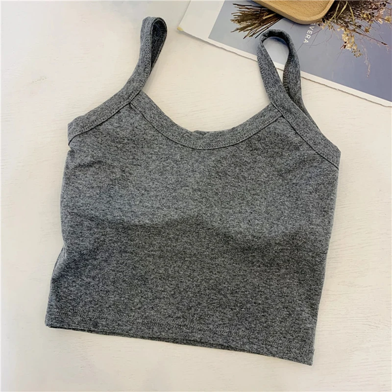 2022 Women\'s Cotton Underwear Sexy Solid Color Top Fashion Push Up Bra Female Outdoor Top Sports Tank Up Woman Crop Tops