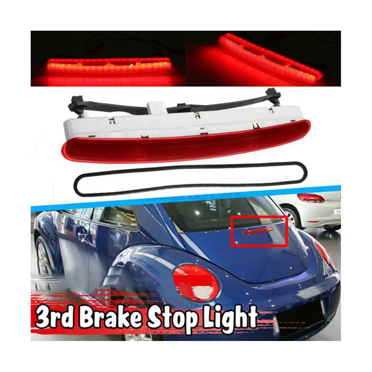 1C0945097E 1C0945097B Car LED High Mount Rear Third Brake Light Stop Signal Lamp for 1998-2010