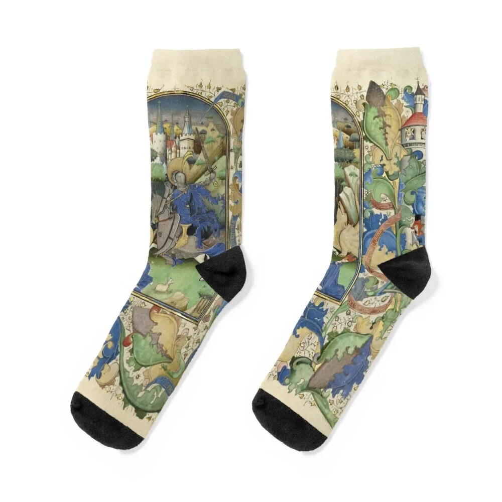 

Saint George and the Dragon Socks custom sports heated cycling designer brand Socks For Girls Men's