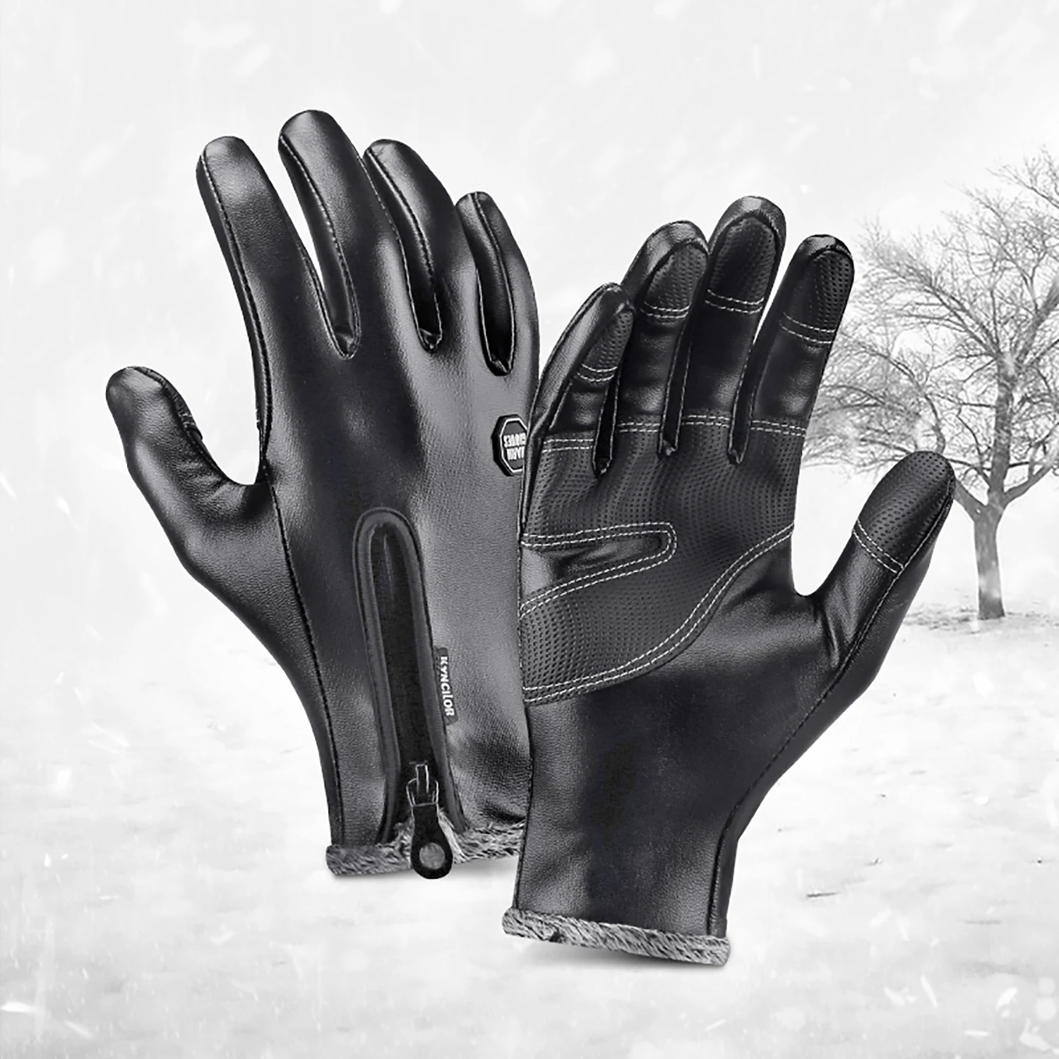 AliExpress NONE Autumn Winter Cycling Gloves Fluff Warm Waterproof Nonslip Touch Screen Skiing Running Riding Motorbike Gloves Men