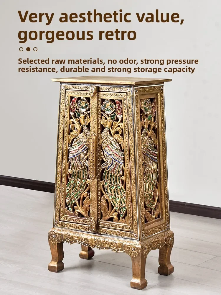 Southeast Asian style furniture Thai solid wood foyer cabinet entrance cabinet living room dining room decorative cabinet