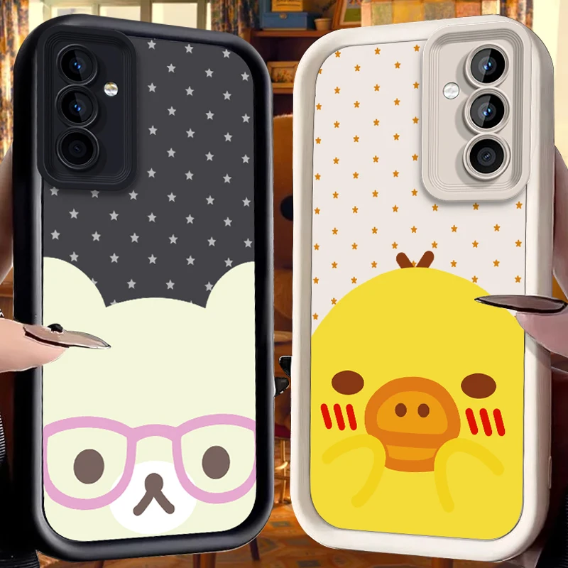Wearing Glasses R-Rilakkuma Case for Samsung Galaxy A37 A36 A35 A34 A33 A32 A26 A24 A23 A17 A16 A15 A14 A13 A12 4G 5G A07 Cover