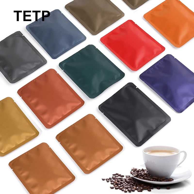 TETP 100Pcs Coffee Powder Packaging Bags Aluminum Film Inner Machine Hot Seal Portable Hanging Ear Coffee Tea Packaging Favor