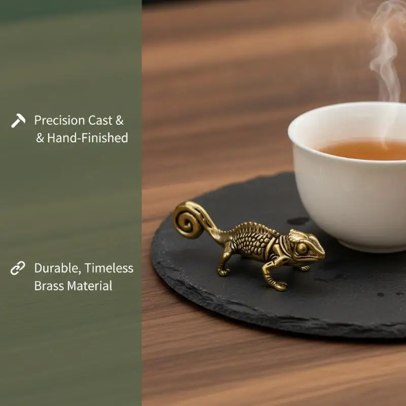 Gecko Figure Home Decor Small Antique Brass Animal Figurines Tea Pet Desk Ornaments Home Accessories