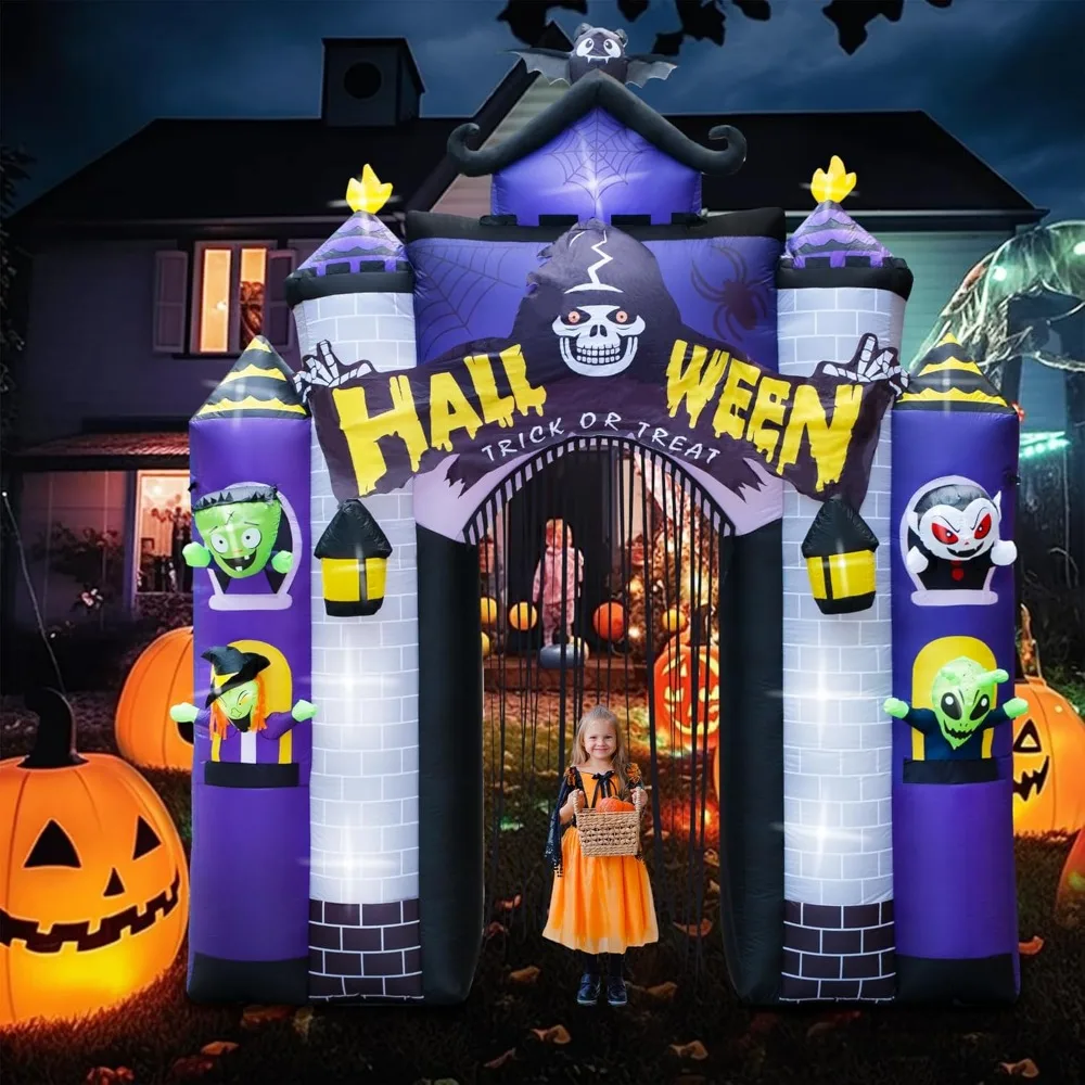 

Halloween Inflatables 2024 Castle 11.5FT with Door LED Lights Haunted House Archway for Halloween Decorations Outdoor Blow up