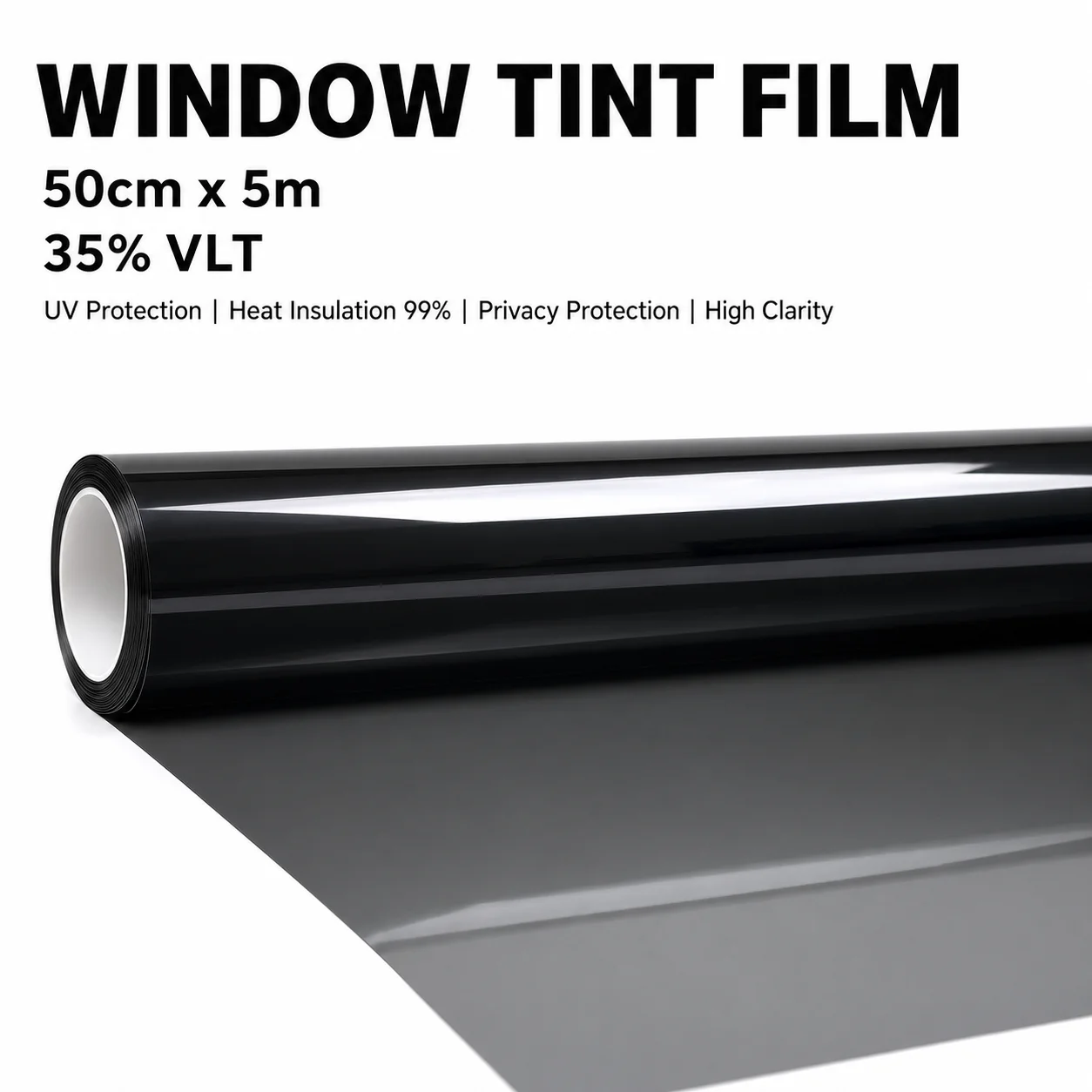 

35% VLT Light Smoke Nano Ceramic Car Window Tint Film 50cmX500cm Daily Drive Vehicle Glass Wide Sheet Scratchproof Roll Cuttable