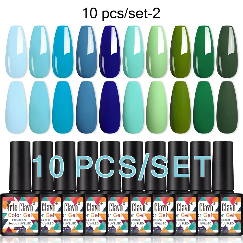 Arte Clavo 10pcs/Set Color Gel Nail Polish Set 130 Colors Semi Permanent UV&LED Gel Varnish Soak Off Nail Lacquers Base Top Coat