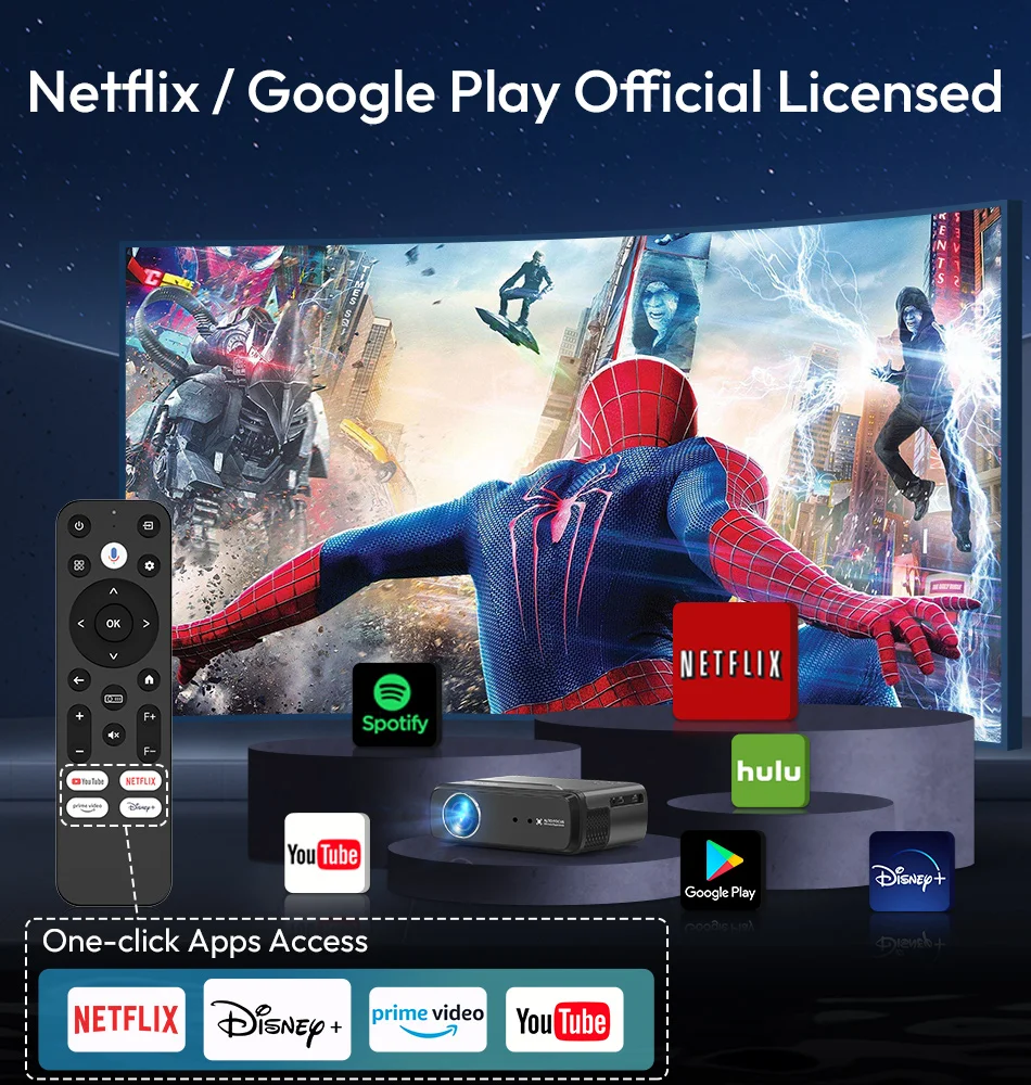 Imagem -02 - Netflix Licensed Dolbyprojetor Portátil 4k Android 11.0 Versão Projectores com Wifi Bluetooth e Ecrã para Home Theater 1080p Original Digital Proyector Smart Auto Fcous Daylight Indoor Viewing Movie Video Games