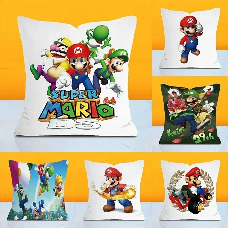 Cross border animation cartoon Mario pillow cover Peach skin polyester cushion cover