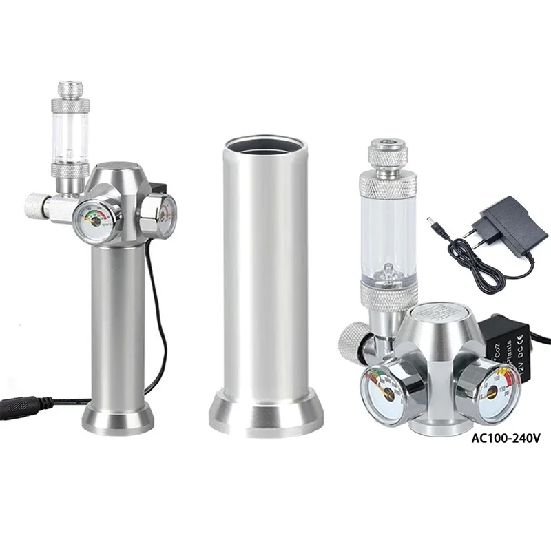 

Aquarium CO2 Regulator System with Solenoid Valve Bubble Counter for Small Gas Bottle 3-8UNF Including Sleeve Fish Tank Pressure