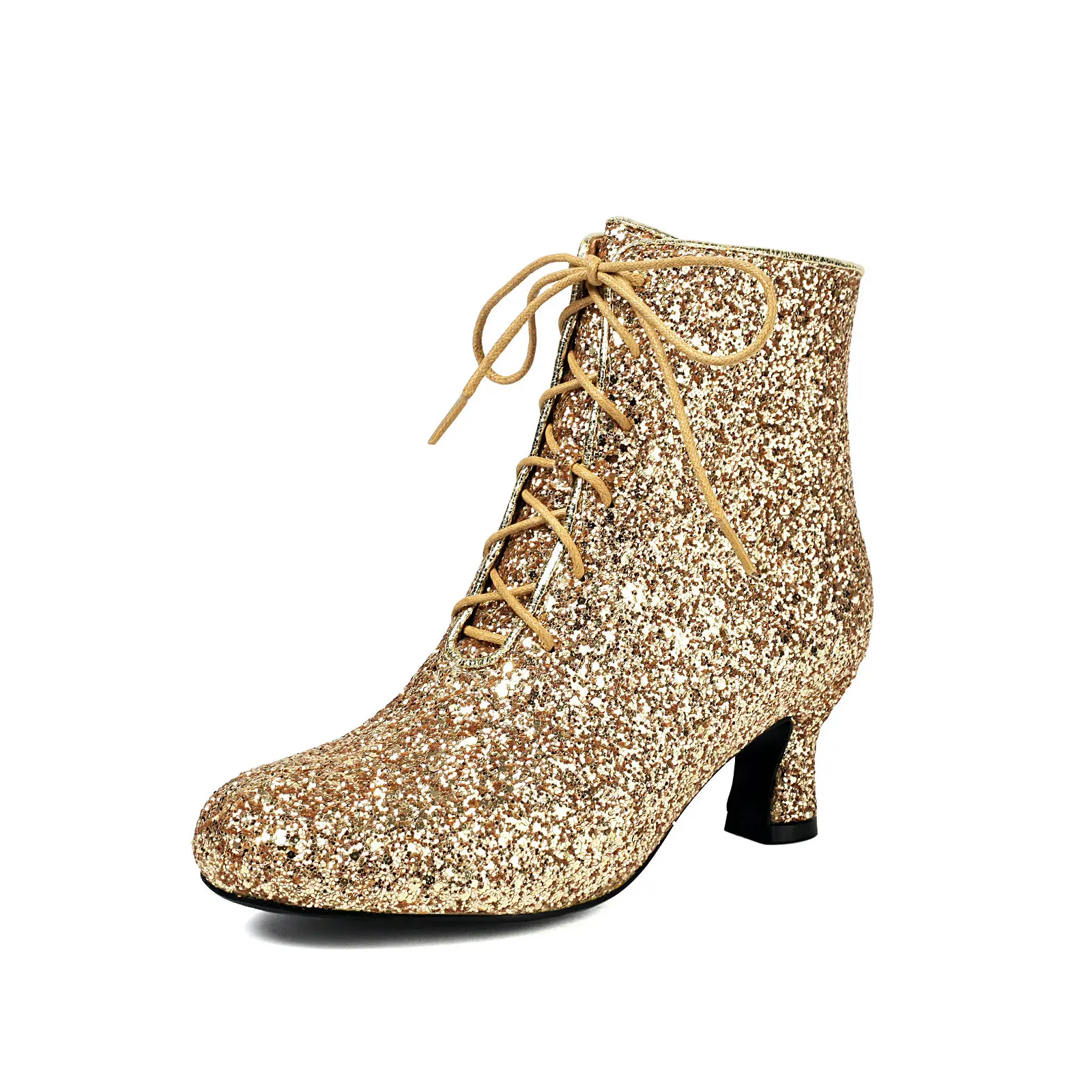 

Sparkling Women Ankle Boots Grainy Sequined Kitten Heels Shoes Party Dress Short Booties