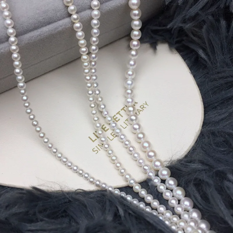 

Ожерелье из натурального пресноводного жемчуга 2,5-5 мм, маленькое жемчужное колье, идеальный круглый почти безупречный зеркальный блеск, ювелирное изделие, подарок