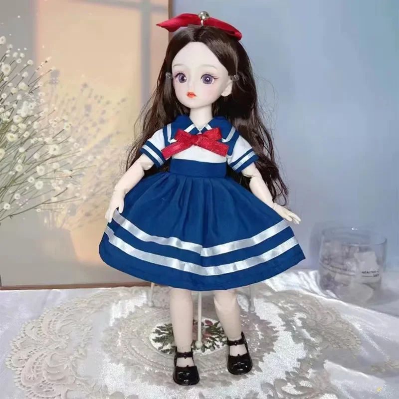 

30cm Kawaii BJD Doll Girl 6 Points Joint Movable Doll with Fashion Clothes Soft Hair Dress Up Girl Toys Birthday Gift Doll New