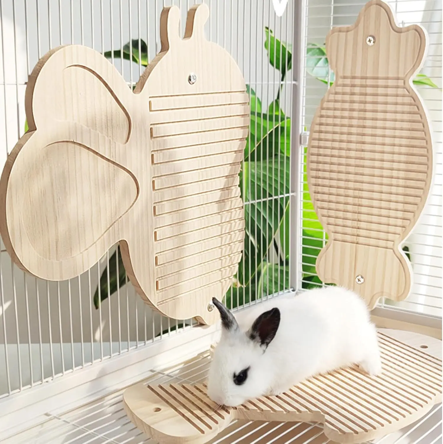 

Bunny Scratch Pads,Large Wooden Rabbit Scratching Pad,Natural Rabbit Resting Mats for Cages, Indoor Essentials Accessories for G