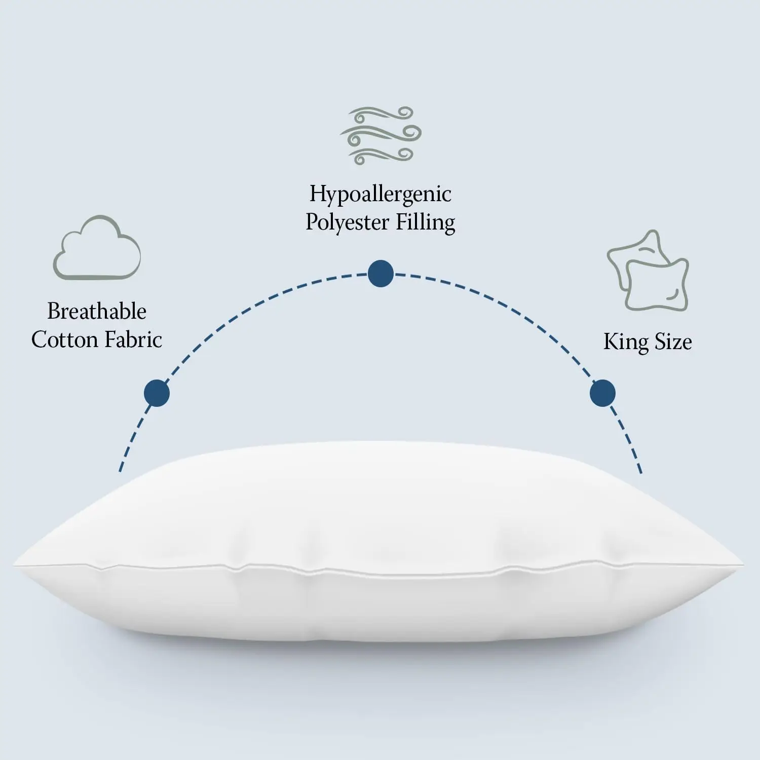 10-Pack Set of King Size Hypoallergenic Down Alternative Bed Pillows – Soft/Medium Density, for Stomach & Back Sleepers – Machin