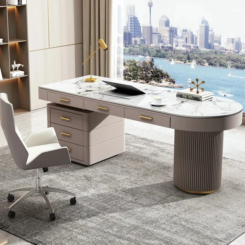 Rock Slab Modern Office Desks With Drawers Storage Asthetic Standing Computer Desks Work Bedroom Scrivania Office Furniture
