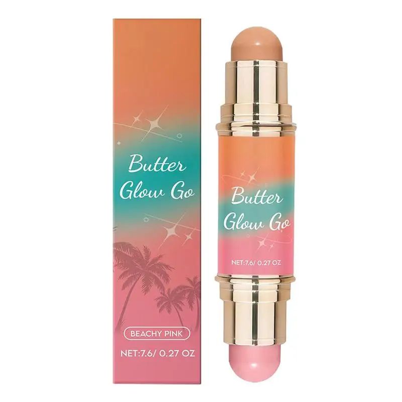 Multi-use Makeup Cream Blush Stick Double ended Silky Velvet Matte Smooth Blusher Cream Contour Shades Highlighter Bronzer stick