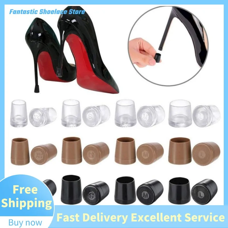 Non-slip Silencer Heel Protector Round Shape Woman High Heels Protective Cover Wearable Heel Cover Shockproof Accessories 1Pair