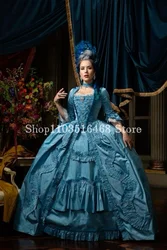 Historical Medieval Blue Prom Dress Victorian Steampunk Corset Half Sleeve Pleated A-line Evening платье вечернее