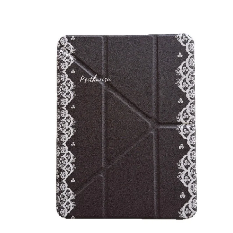 

Lace & Letters Print Buckle Pen Slot Tablet Case For Mini7 6 iPad11 10 6 5 Pro2024 2022 2021 2020 2018 Air2025 2024 5 4 3 Cover