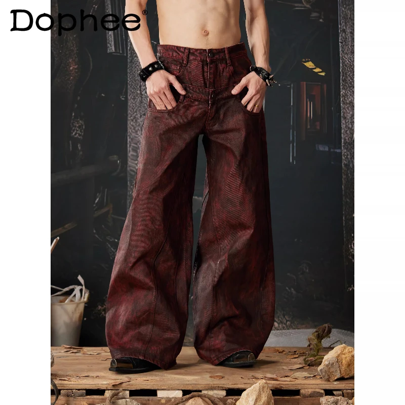 

Men Women 2026 Four Seasons Wear Fashion Denim Pants Loose Straight Cotton Jeans Handsome Personality Unique Chic Denim Trousers