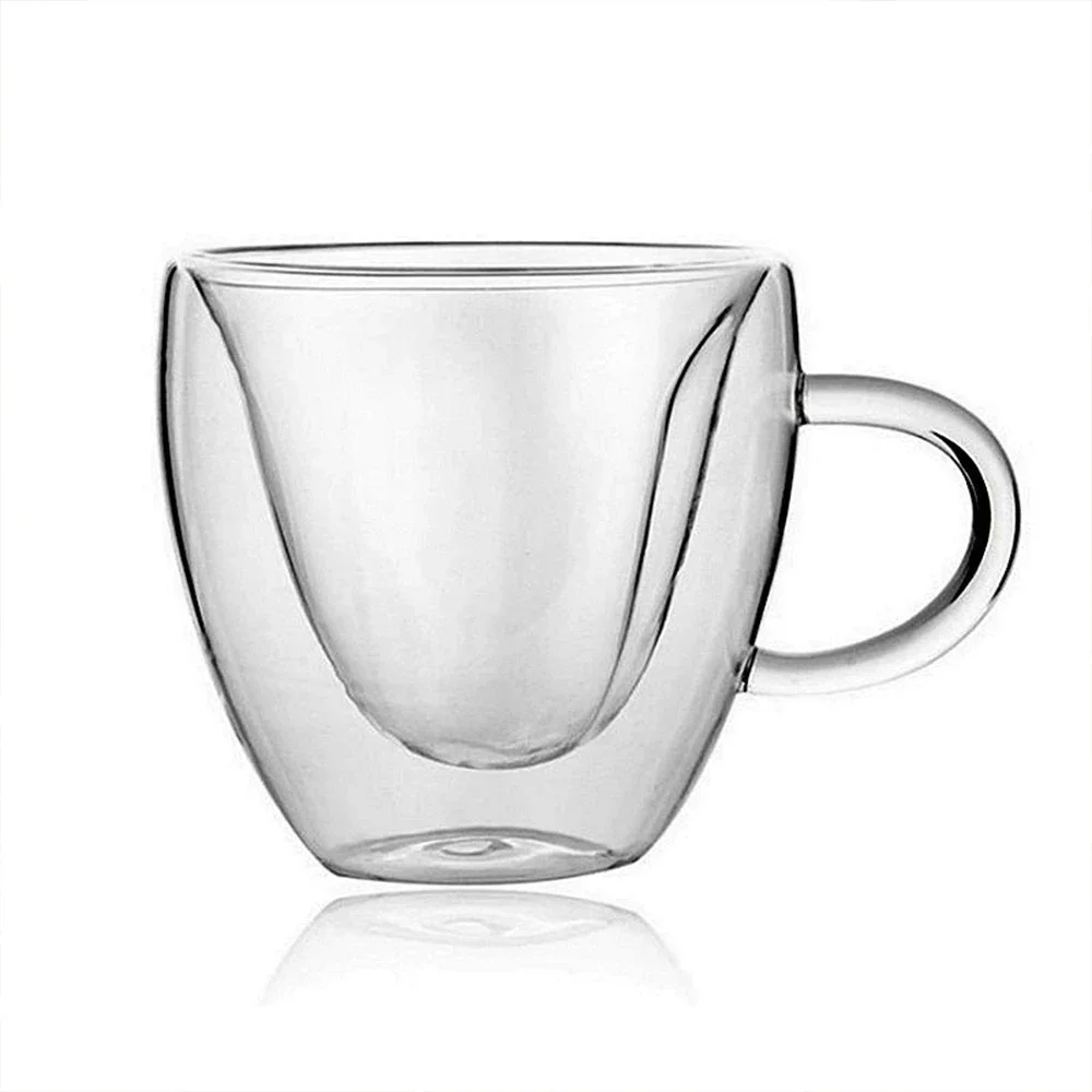 1pcs Heart Love Shaped Double Wall Glass Mug Double Layer Love Heart Shaped Glasstea Mug Milk Lemon Juice Cup mug wine glass