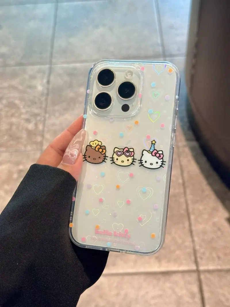 Sanrio Hello Kitty Pink Bowknot Phone Case For iPhone 15 14 13 12 11 Pro Max XR XS MAX 78Plus Y2K Girl Cute Anti Fall Back Cover